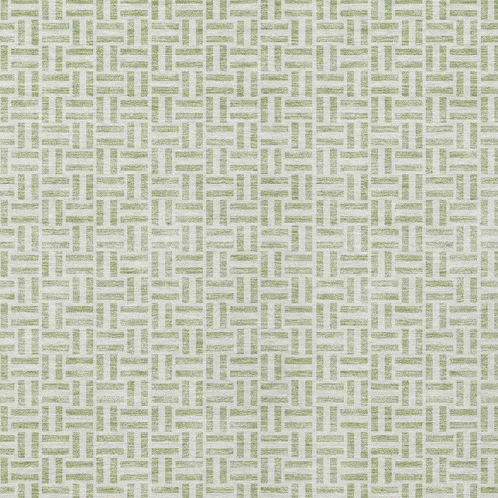 5' X 8' Artichoke Green And Gray Geometric Washable Indoor Outdoor Area Rug