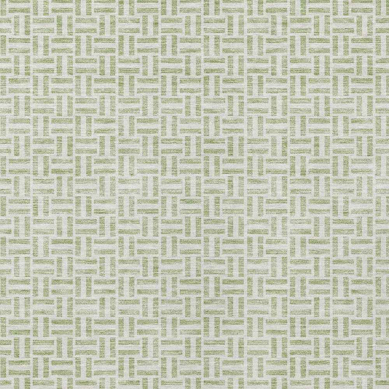 5' X 8' Artichoke Green And Gray Geometric Washable Indoor Outdoor Area Rug