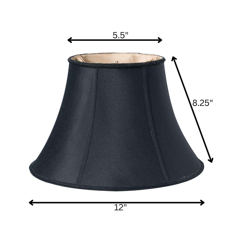 Black Shantung Silk Oval Lamp Shade