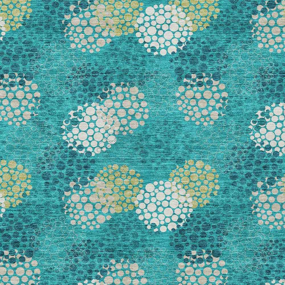 10' X 14' Emerald Gray And Ivory Polka Dot Washable Indoor Outdoor Area Rug