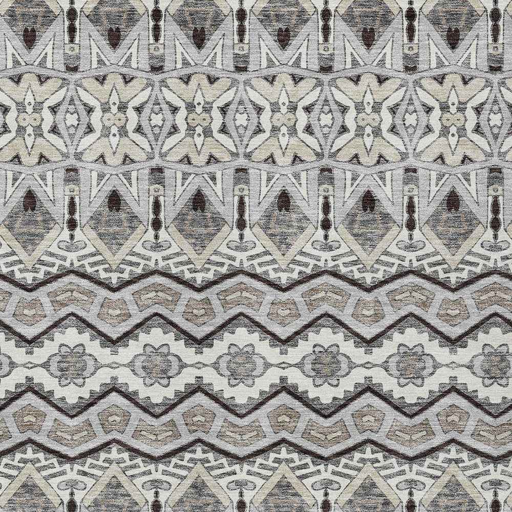10' X 14' Gray Brown And Ivory Moroccan Washable Indoor Outdoor Area Rug