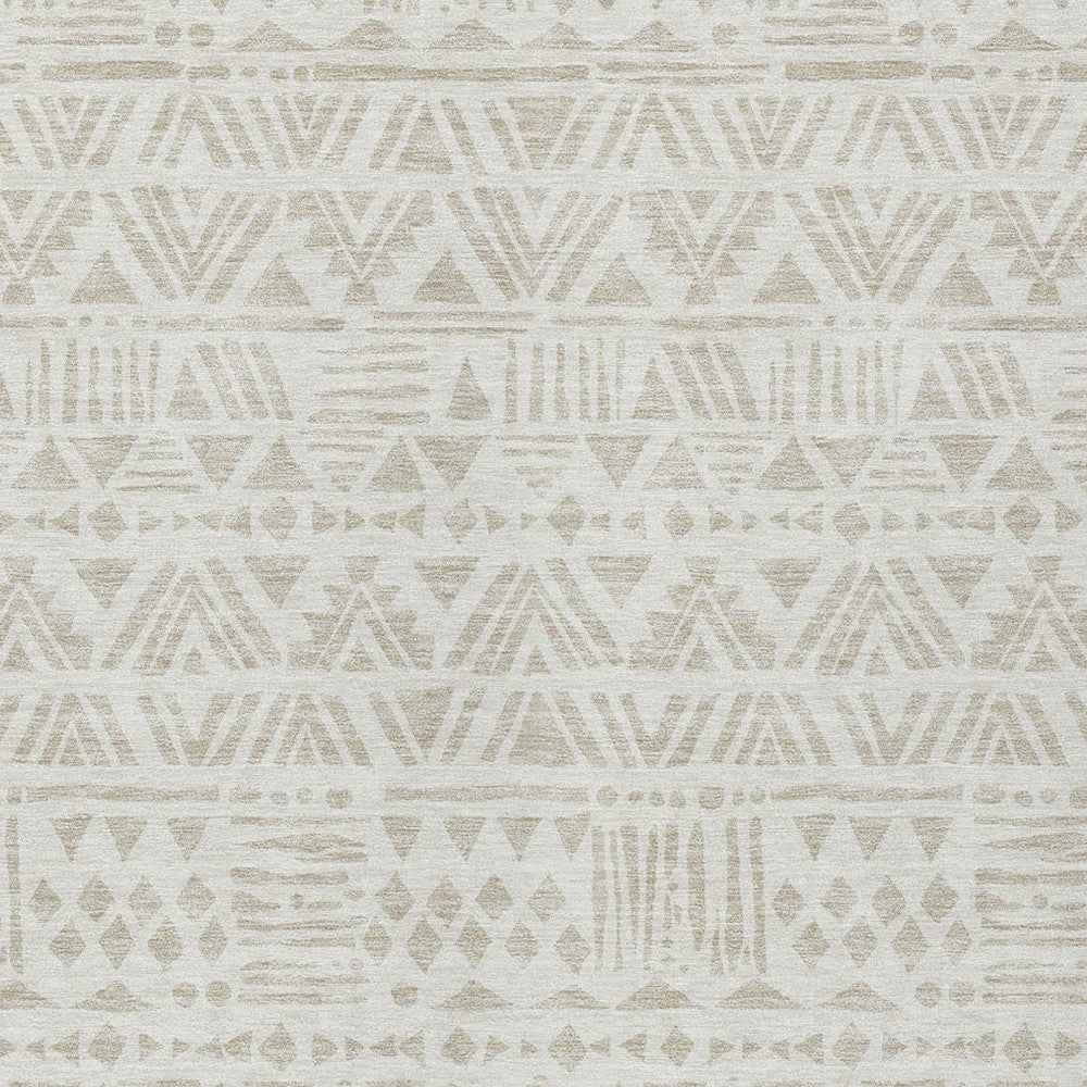 8' X 10' Ivory And Beige Southwestern Washable Indoor Outdoor Area Rug