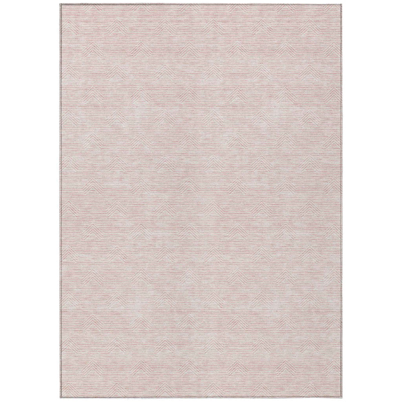 9' X 12' Pink And Gray Geometric Washable Indoor Outdoor Area Rug