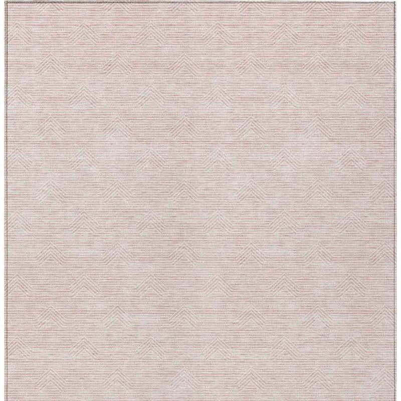 9' X 12' Pink And Gray Geometric Washable Indoor Outdoor Area Rug