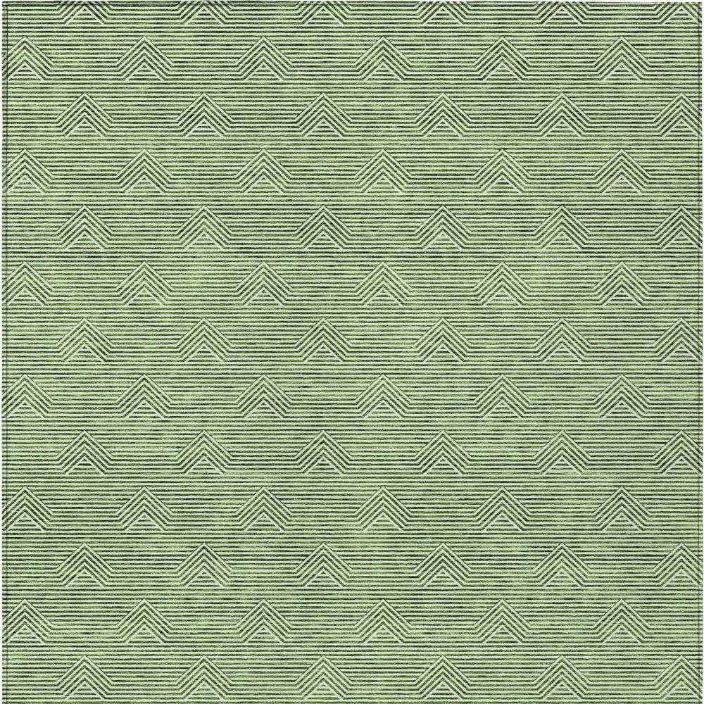8' X 10' Green And Beige Geometric Washable Indoor Outdoor Area Rug