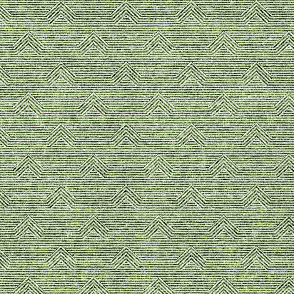 8' X 10' Green And Beige Geometric Washable Indoor Outdoor Area Rug