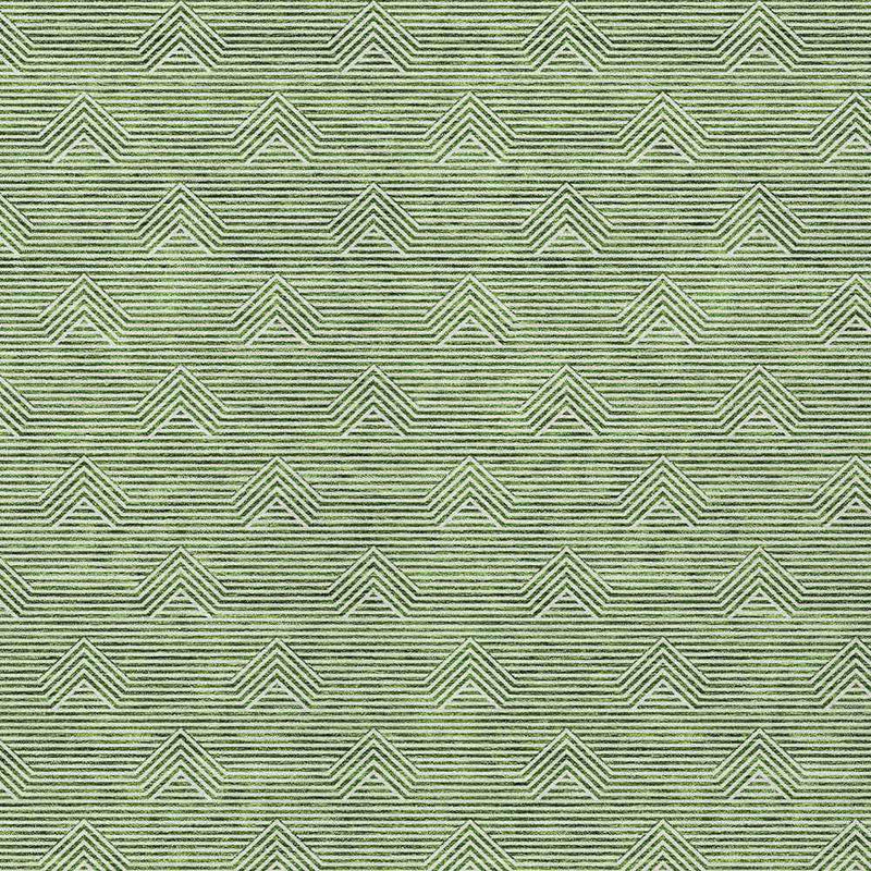 8' X 10' Green And Beige Geometric Washable Indoor Outdoor Area Rug