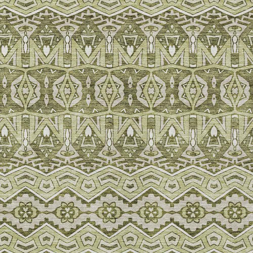 8' X 10' Artichoke Green Gray And Ivory Moroccan Washable Indoor Outdoor Area Rug