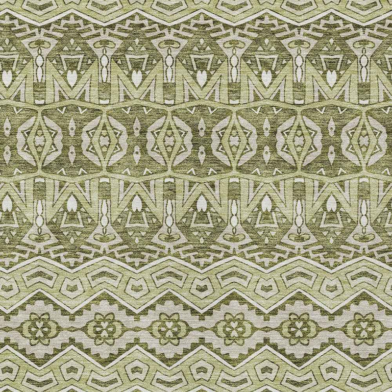 8' X 10' Artichoke Green Gray And Ivory Moroccan Washable Indoor Outdoor Area Rug