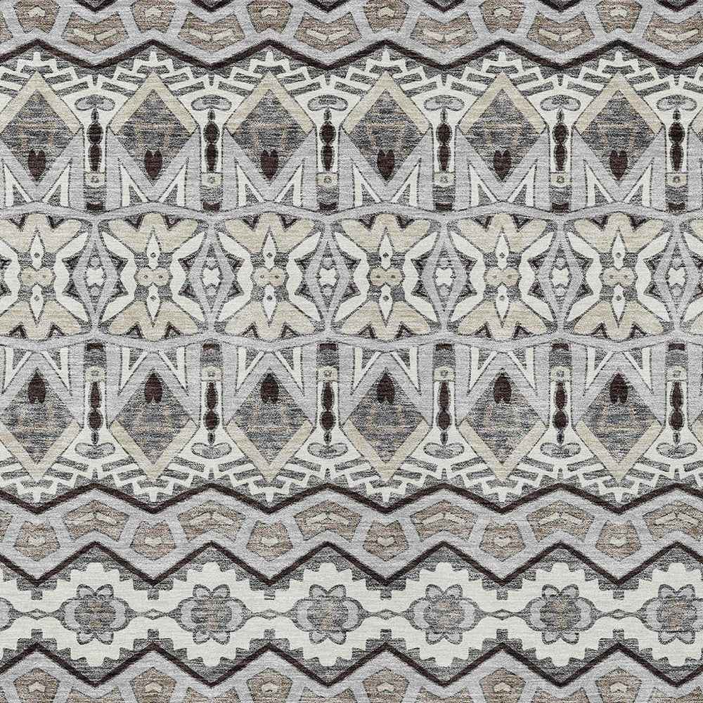5' X 8' Gray Brown And Ivory Moroccan Washable Indoor Outdoor Area Rug