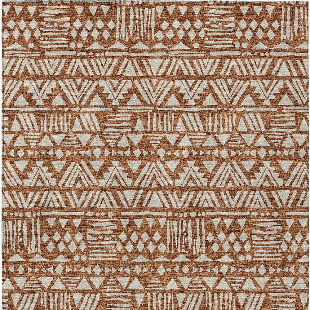 3' X 5' Terra Cotta And Beige Southwestern Washable Indoor Outdoor Area Rug