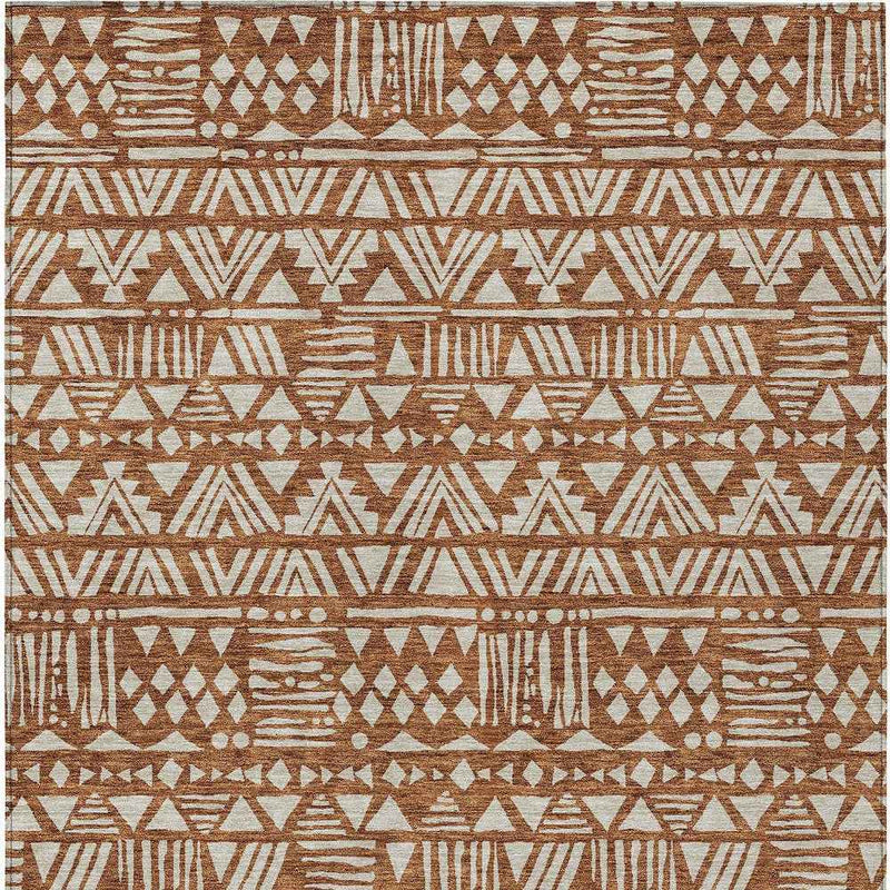 3' X 5' Terra Cotta And Beige Southwestern Washable Indoor Outdoor Area Rug