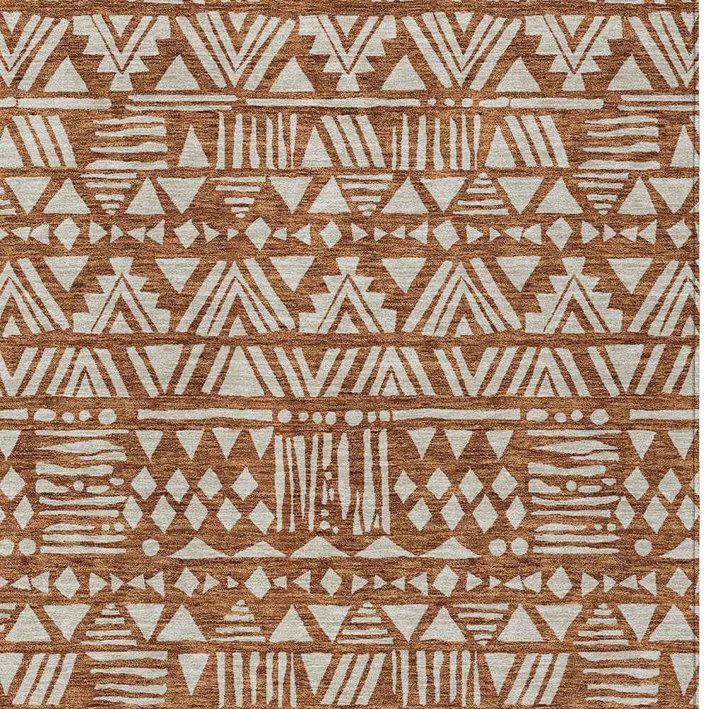 3' X 5' Terra Cotta And Beige Southwestern Washable Indoor Outdoor Area Rug