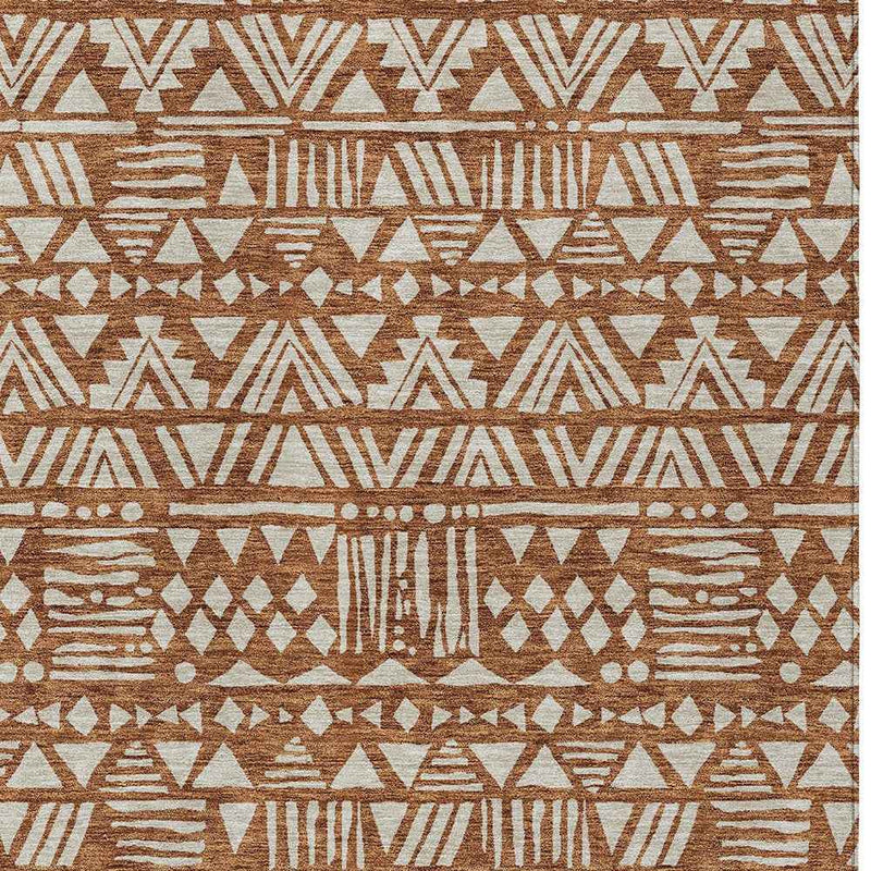 3' X 5' Terra Cotta And Beige Southwestern Washable Indoor Outdoor Area Rug