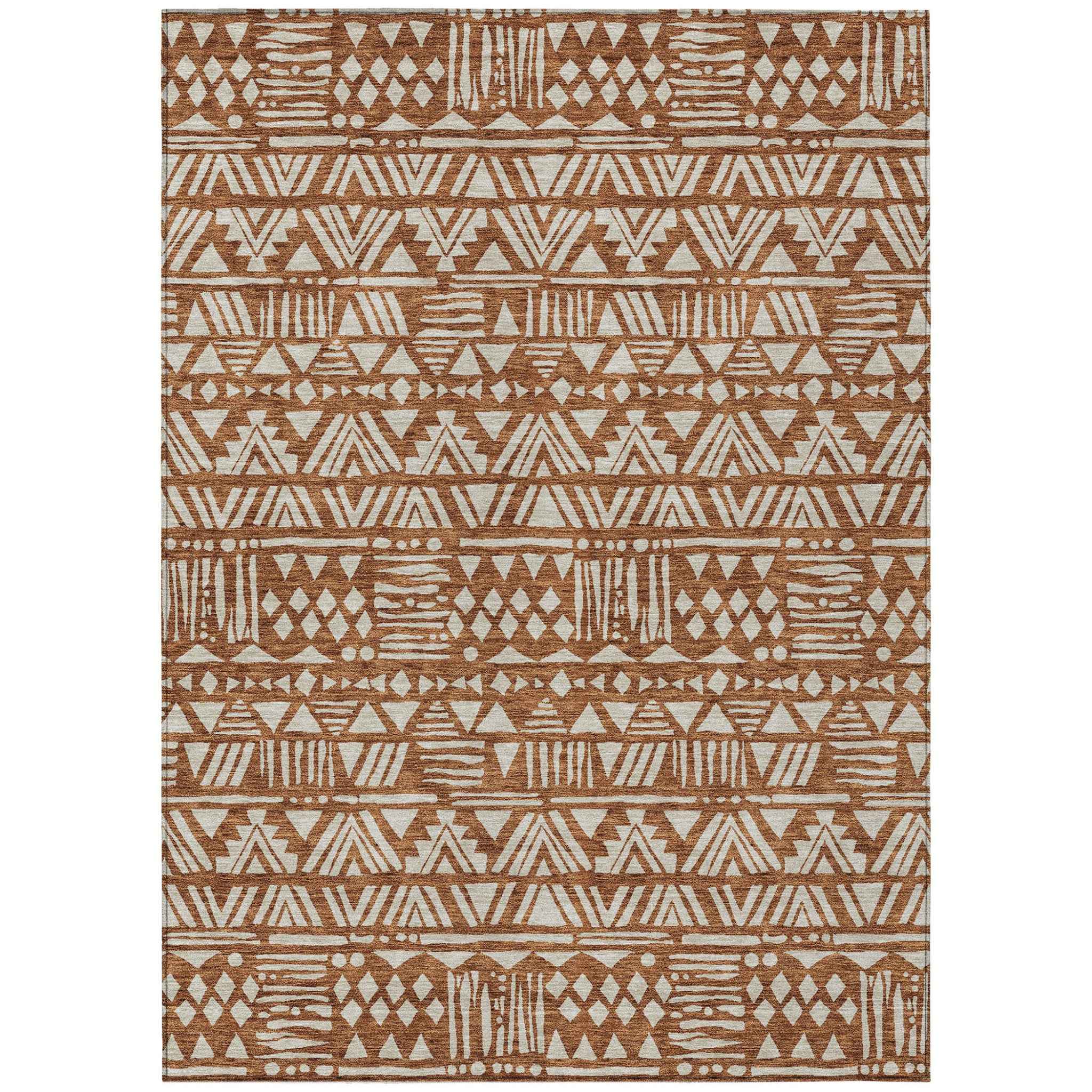 3' X 5' Terra Cotta And Beige Southwestern Washable Indoor Outdoor Area Rug