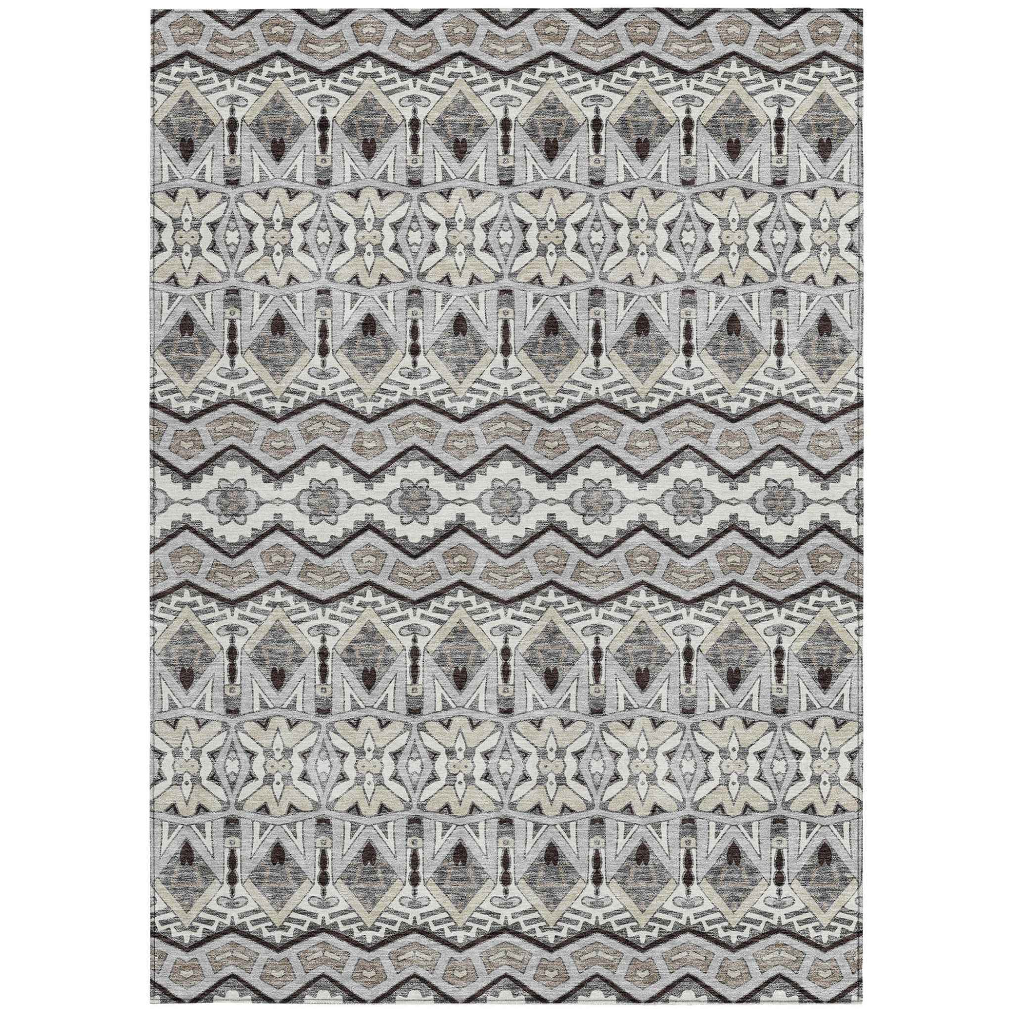 3' X 5' Gray Brown And Ivory Moroccan Washable Indoor Outdoor Area Rug