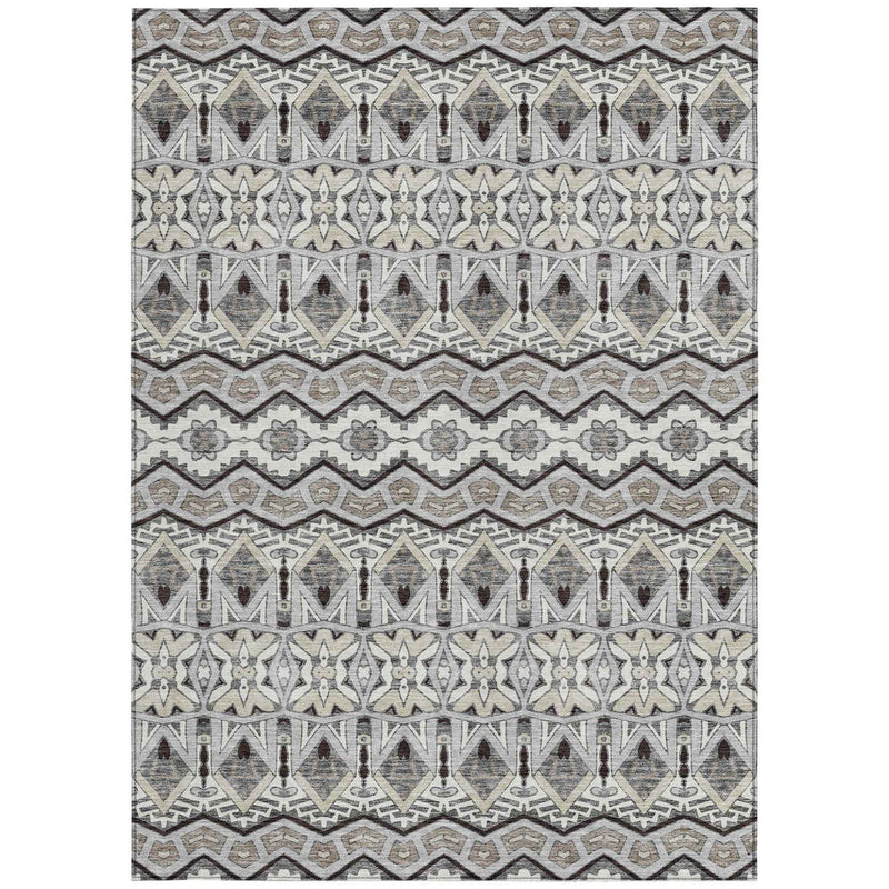 3' X 5' Gray Brown And Ivory Moroccan Washable Indoor Outdoor Area Rug