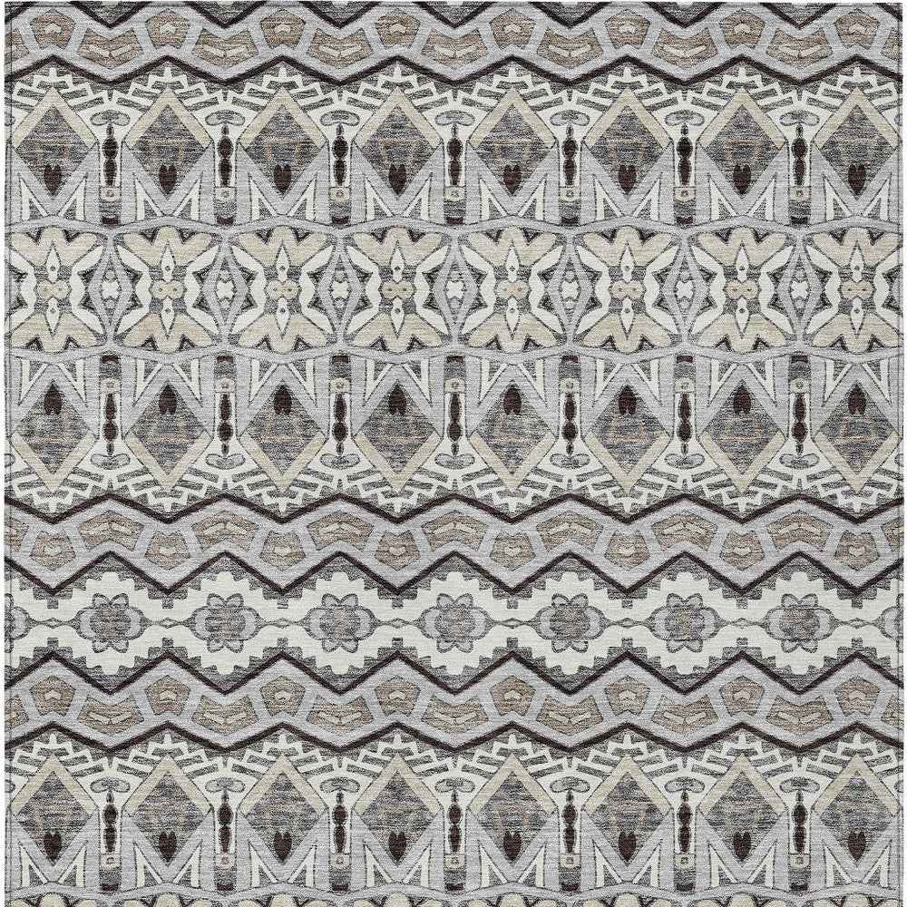 3' X 5' Gray Brown And Ivory Moroccan Washable Indoor Outdoor Area Rug
