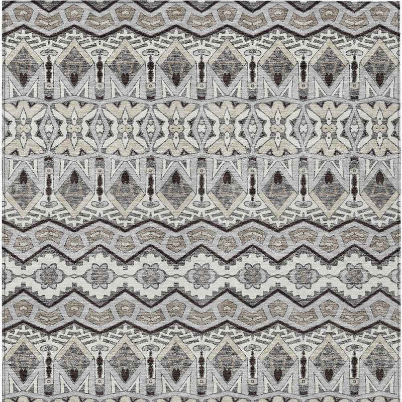 3' X 5' Gray Brown And Ivory Moroccan Washable Indoor Outdoor Area Rug