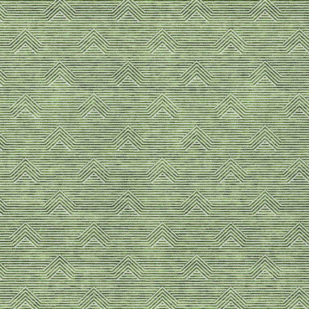 5' X 8' Green And Beige Geometric Washable Indoor Outdoor Area Rug