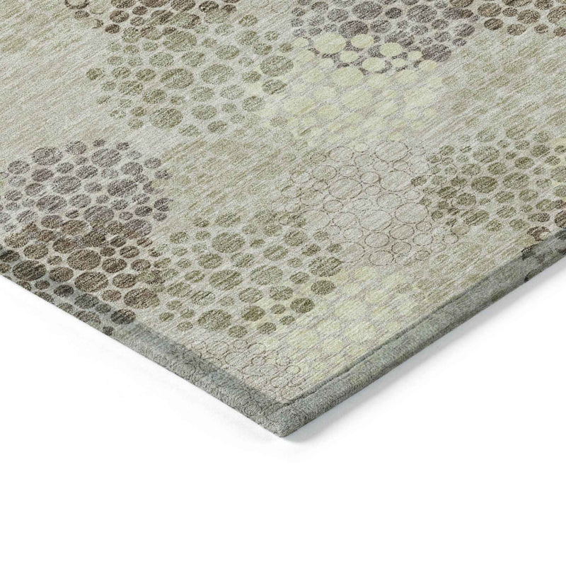 9' X 12' Beige Green And Ivory Polka Dot Washable Indoor Outdoor Area Rug