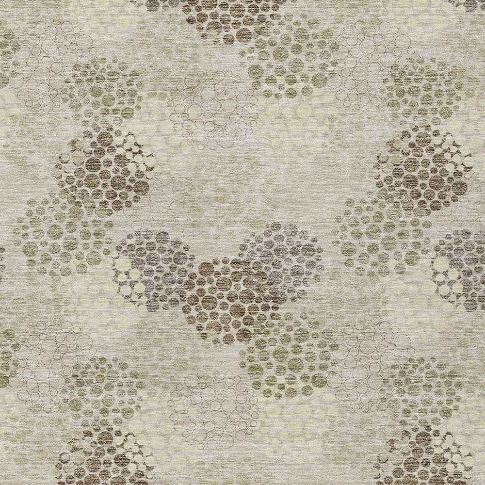 9' X 12' Beige Green And Ivory Polka Dot Washable Indoor Outdoor Area Rug