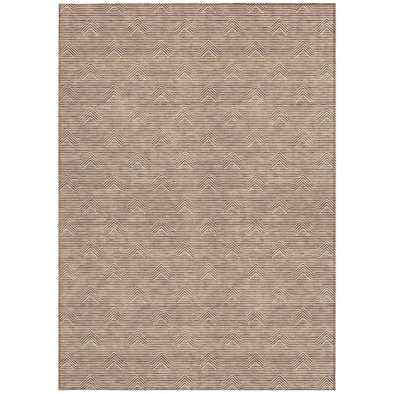 10' X 14' Brown And Beige Geometric Washable Indoor Outdoor Area Rug