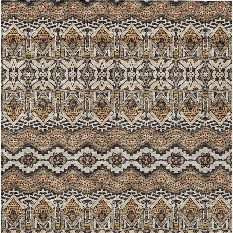10' X 14' Taupe Brown And Ivory Moroccan Washable Indoor Outdoor Area Rug