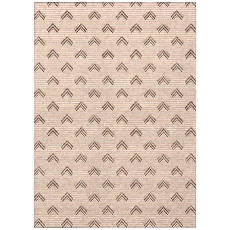 10' X 14' Brown And Beige Geometric Washable Indoor Outdoor Area Rug