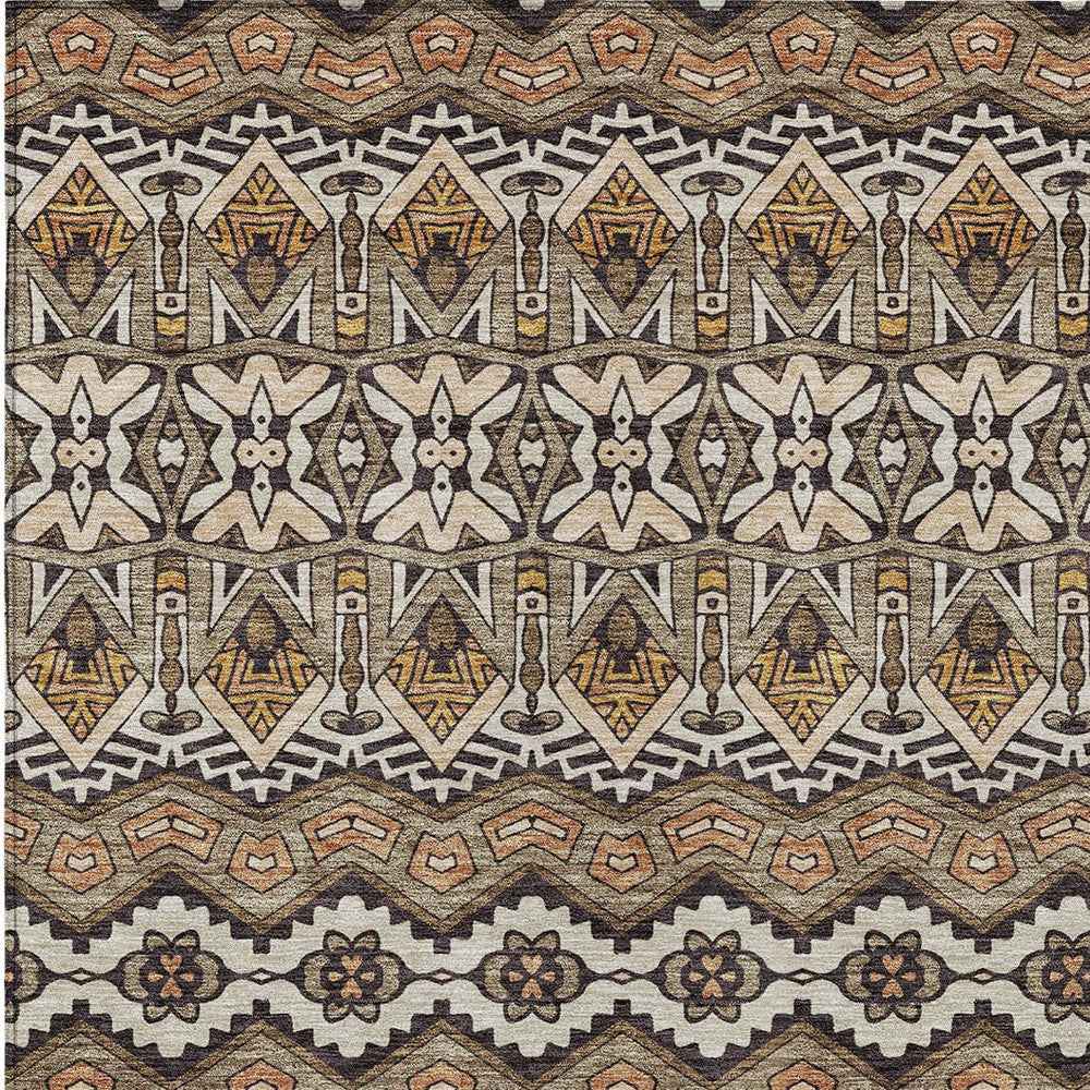 10' X 14' Taupe Brown And Ivory Moroccan Washable Indoor Outdoor Area Rug