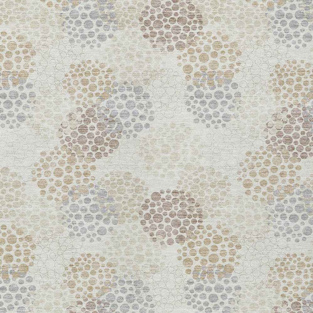 10' X 14' Ivory Brown And Gray Polka Dot Washable Indoor Outdoor Area Rug