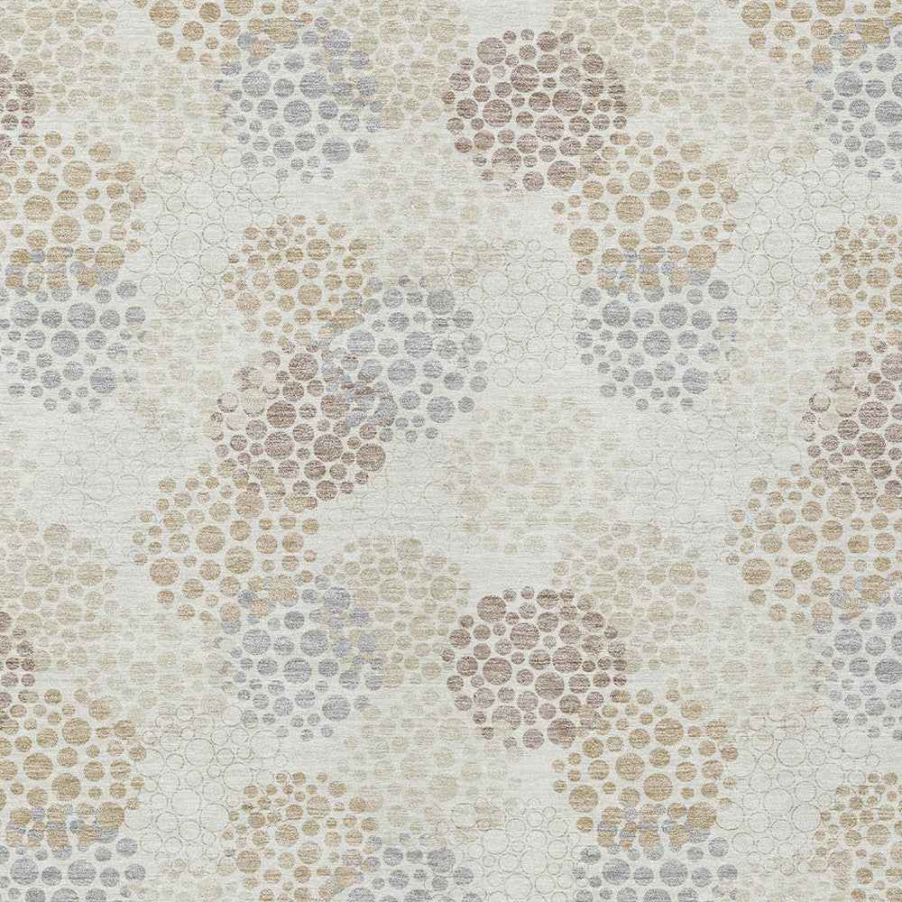 3' X 5' Ivory Brown And Gray Polka Dot Washable Indoor Outdoor Area Rug