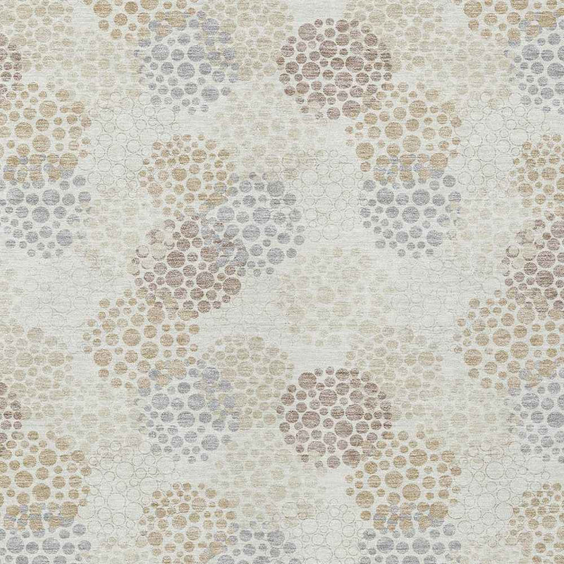 3' X 5' Ivory Brown And Gray Polka Dot Washable Indoor Outdoor Area Rug