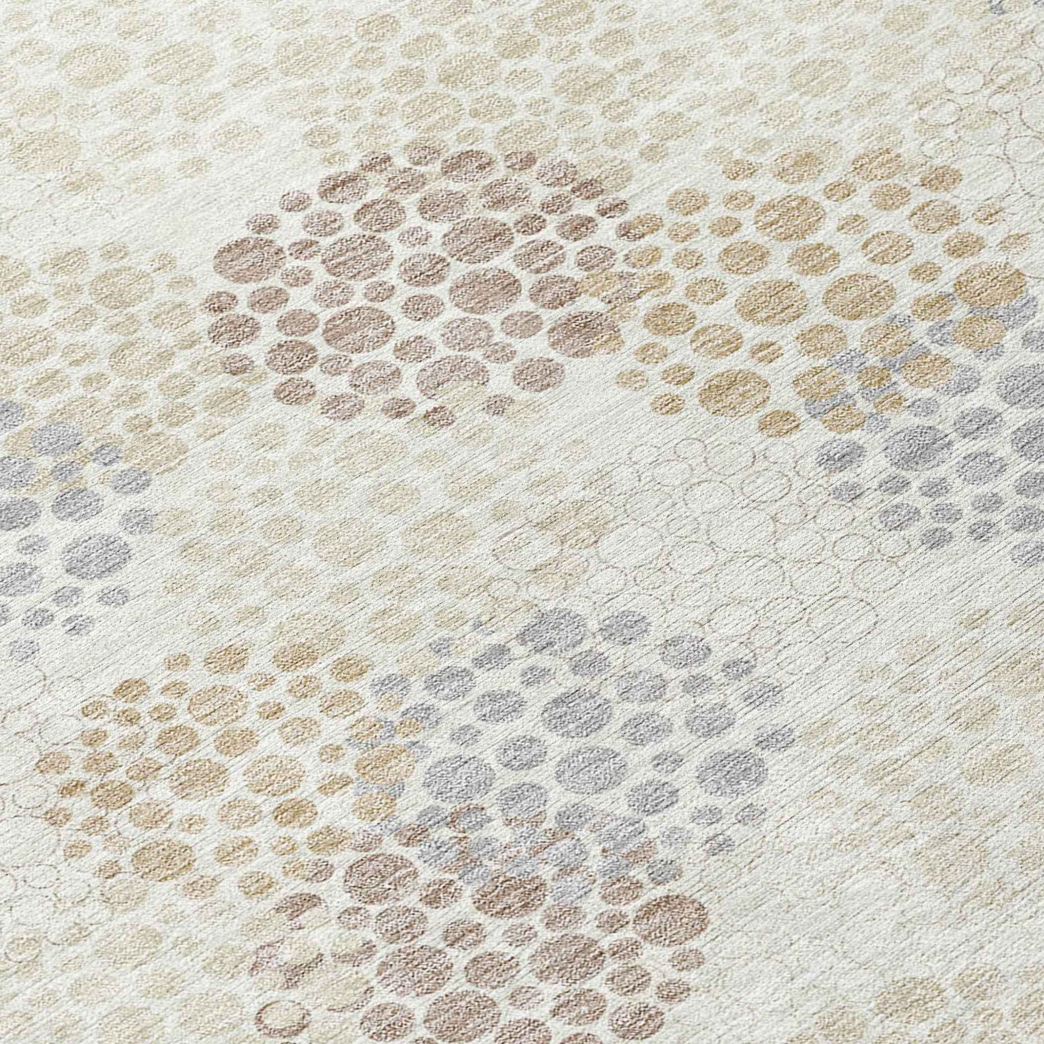 3' X 5' Ivory Brown And Gray Polka Dot Washable Indoor Outdoor Area Rug
