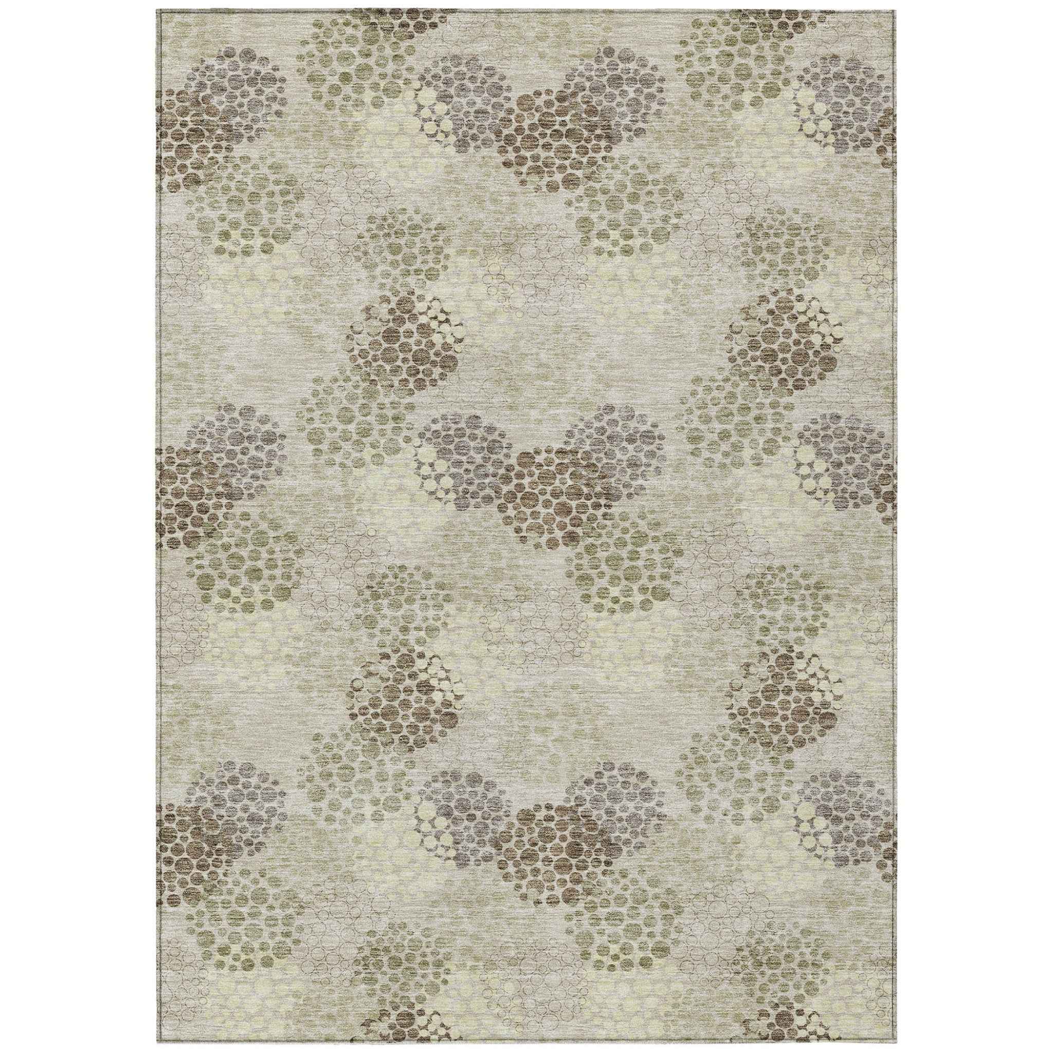 8' X 10' Beige Green And Ivory Polka Dot Washable Indoor Outdoor Area Rug
