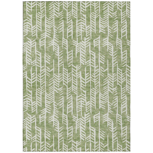 3' X 5' Green And Ivory Tribal Washable Indoor Outdoor Area Rug