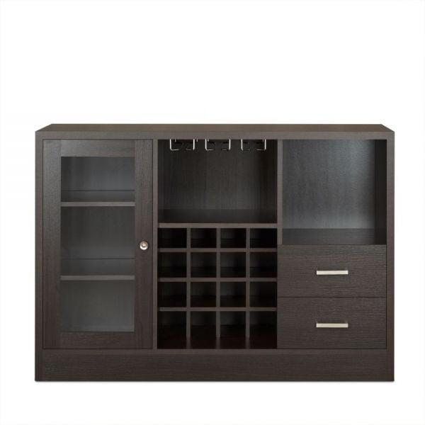 47" Espresso Solid Wood Frame With Five Shelves And Two Drawers - Kitchen & Dining