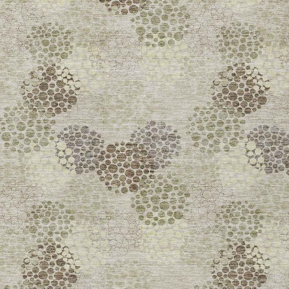 8' X 10' Beige Green And Ivory Polka Dot Washable Indoor Outdoor Area Rug
