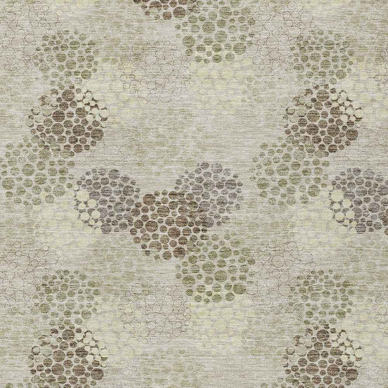 8' X 10' Beige Green And Ivory Polka Dot Washable Indoor Outdoor Area Rug