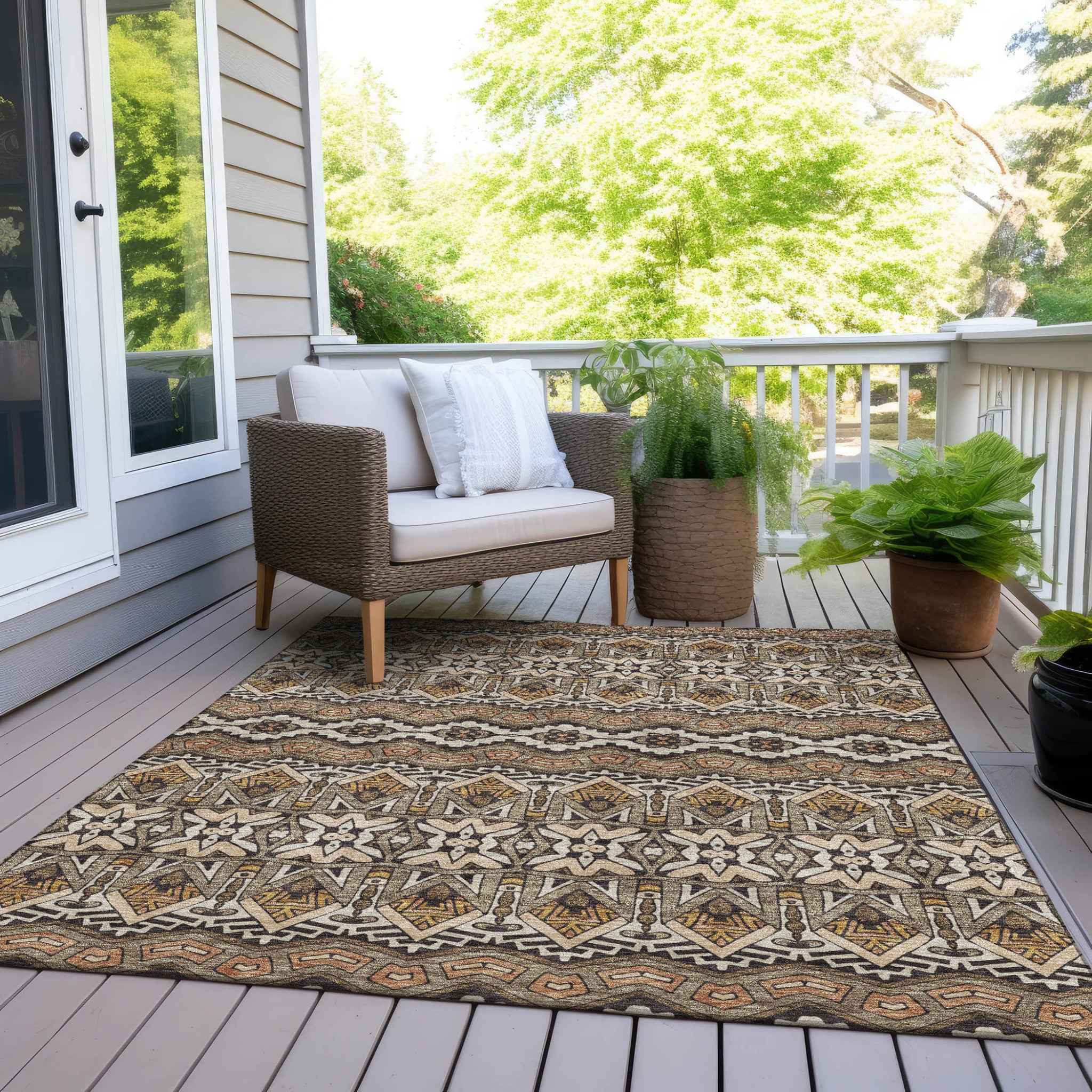 3' X 5' Taupe Brown And Ivory Moroccan Washable Indoor Outdoor Area Rug