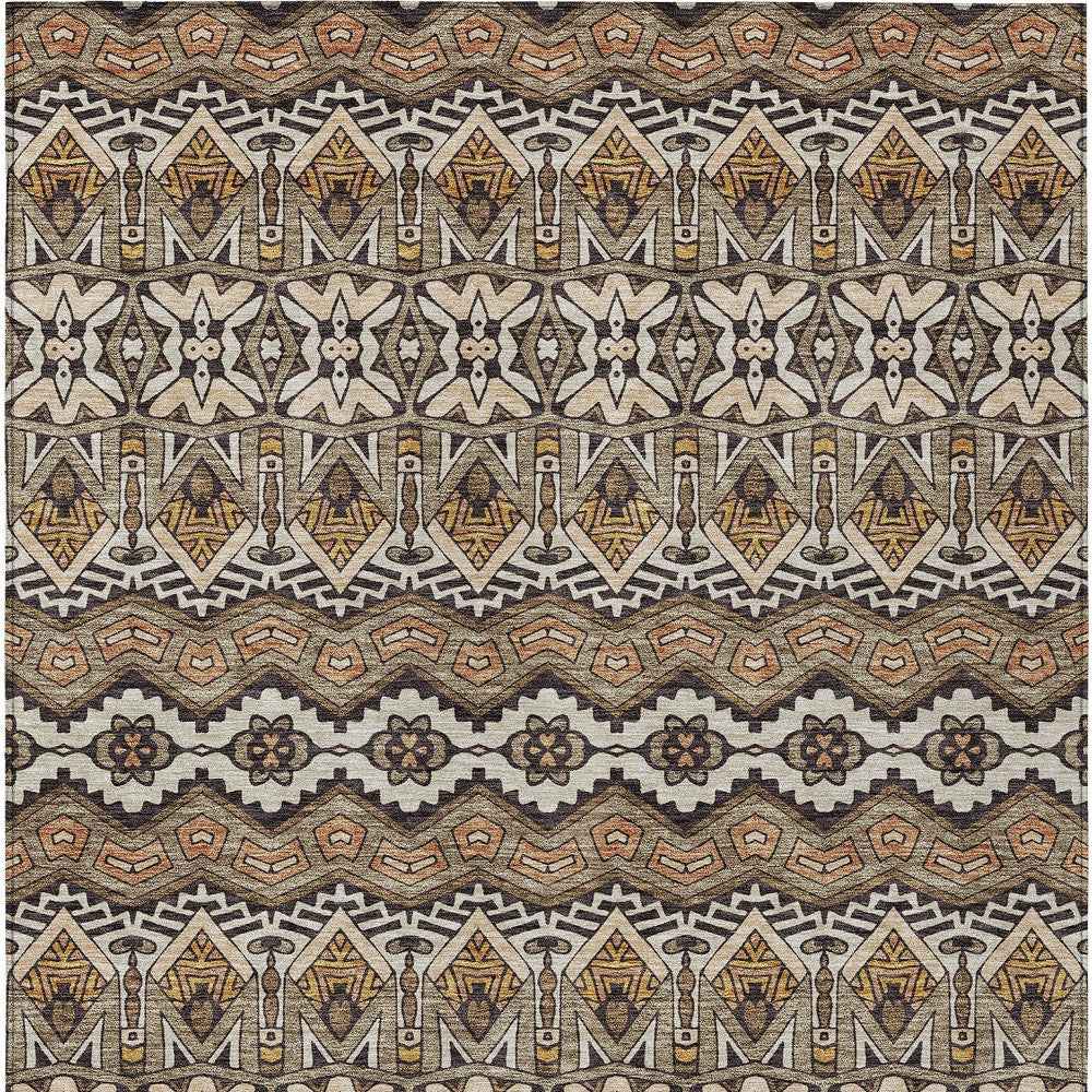 3' X 5' Taupe Brown And Ivory Moroccan Washable Indoor Outdoor Area Rug