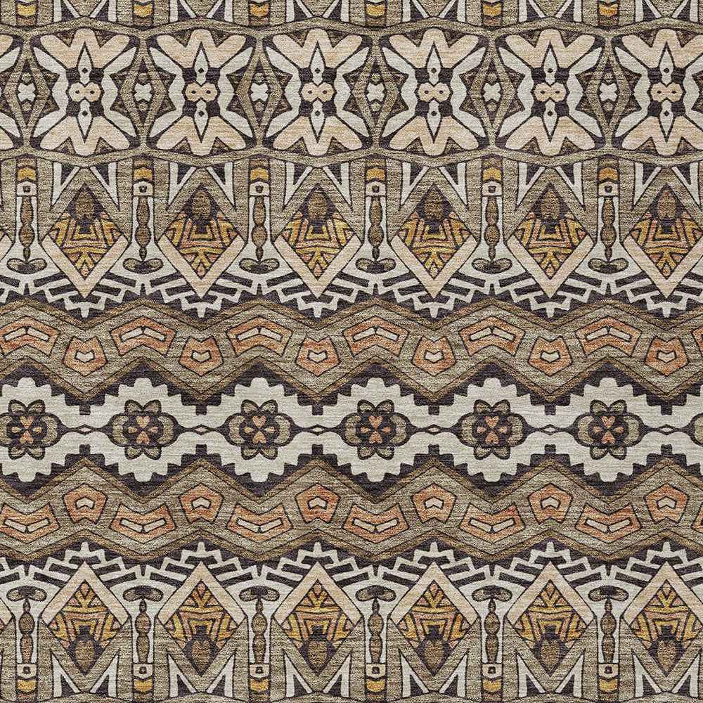 3' X 5' Taupe Brown And Ivory Moroccan Washable Indoor Outdoor Area Rug