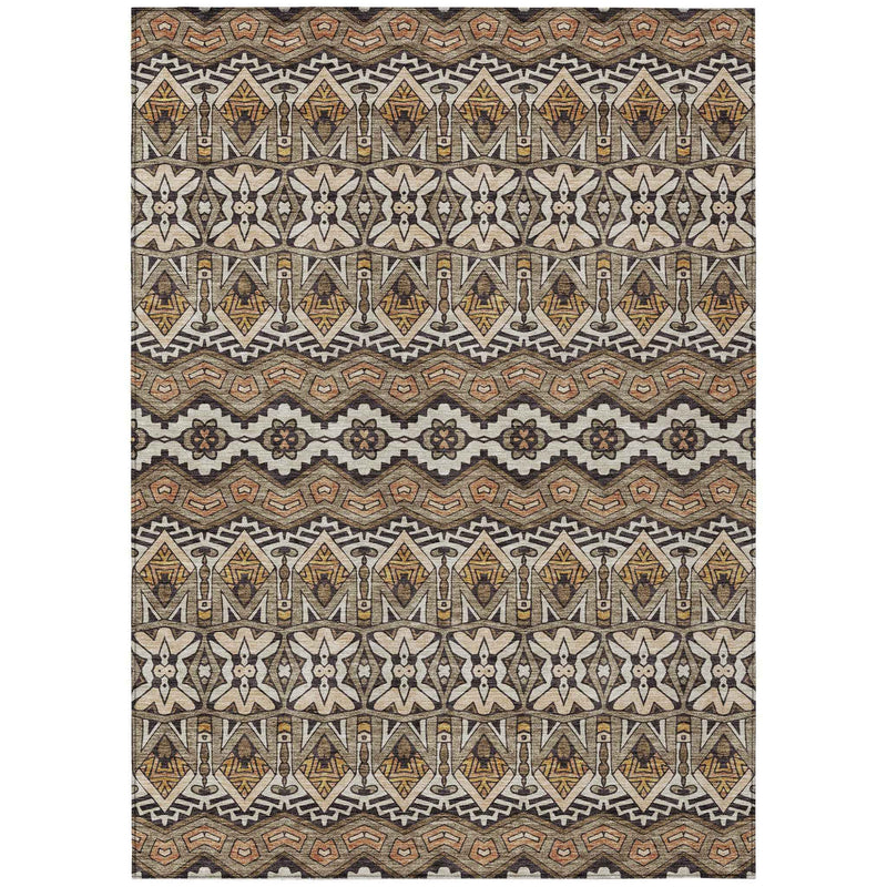 3' X 5' Taupe Brown And Ivory Moroccan Washable Indoor Outdoor Area Rug