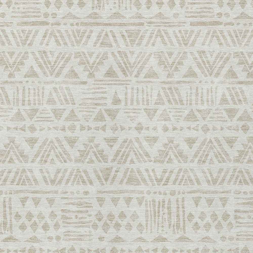 9' X 12' Ivory And Beige Southwestern Washable Indoor Outdoor Area Rug