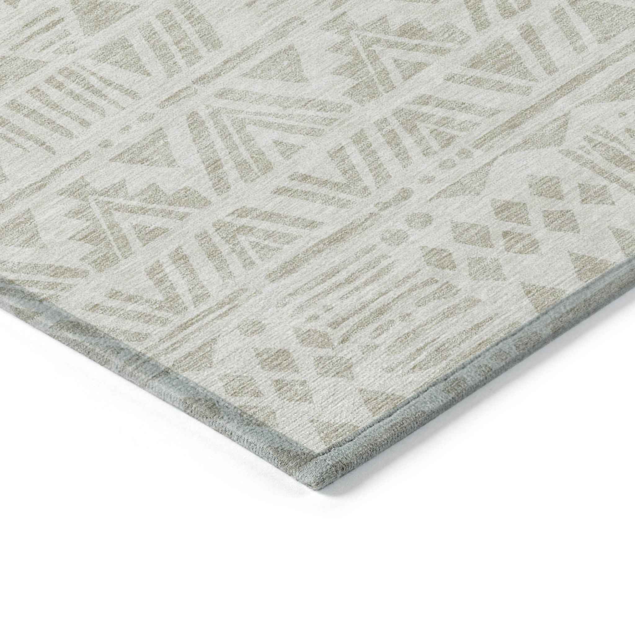 9' X 12' Ivory And Beige Southwestern Washable Indoor Outdoor Area Rug