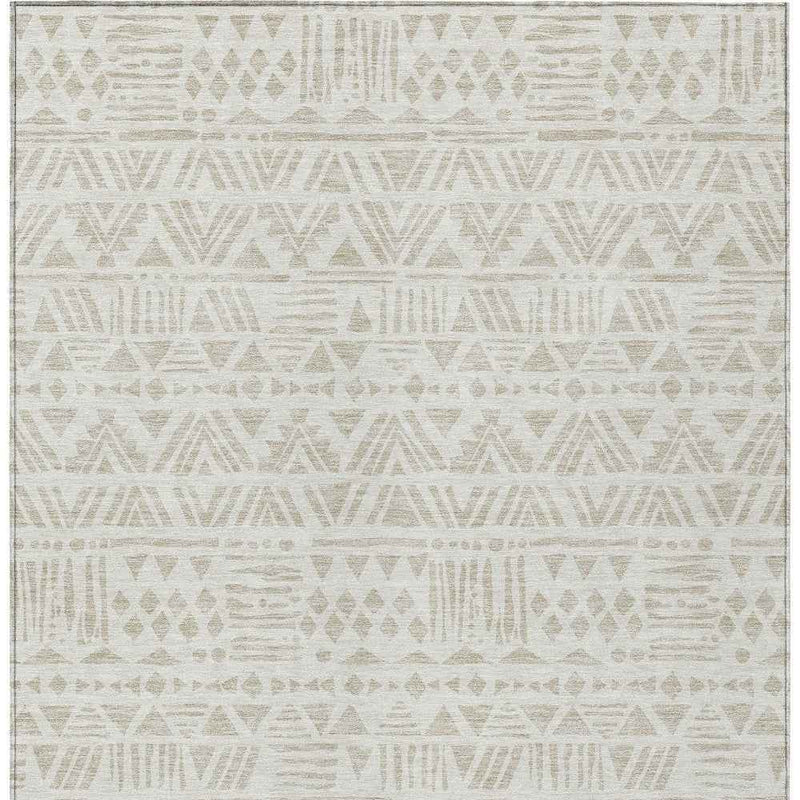 9' X 12' Ivory And Beige Southwestern Washable Indoor Outdoor Area Rug