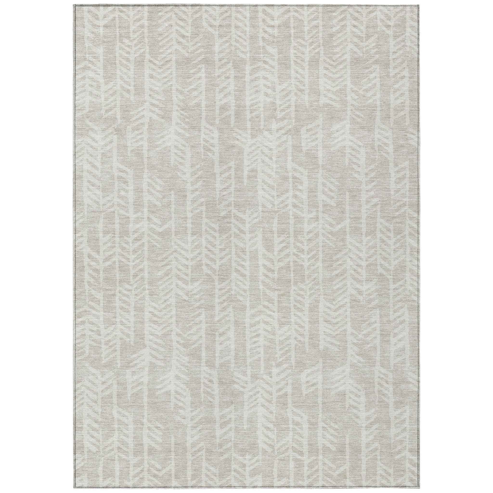 3' X 5' Beige And Ivory Tribal Washable Indoor Outdoor Area Rug