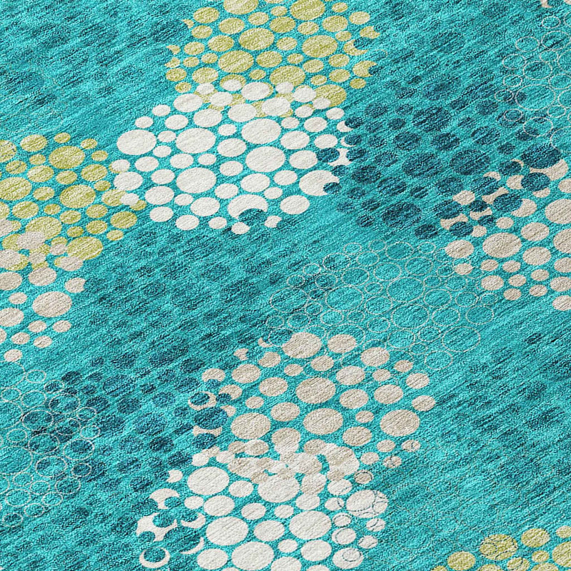 8' Emerald Gray And Ivory Round Polka Dot Washable Indoor Outdoor Area Rug