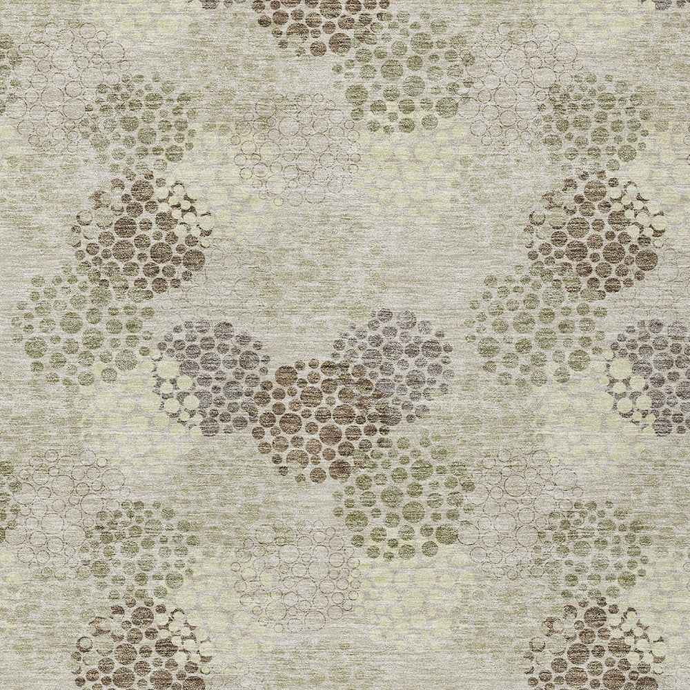 5' X 8' Beige Green And Ivory Polka Dot Washable Indoor Outdoor Area Rug