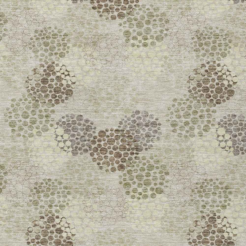 5' X 8' Beige Green And Ivory Polka Dot Washable Indoor Outdoor Area Rug